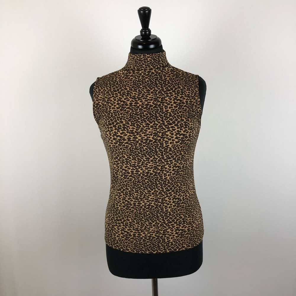 Apostrophe Cheetah Print High Neck Tank